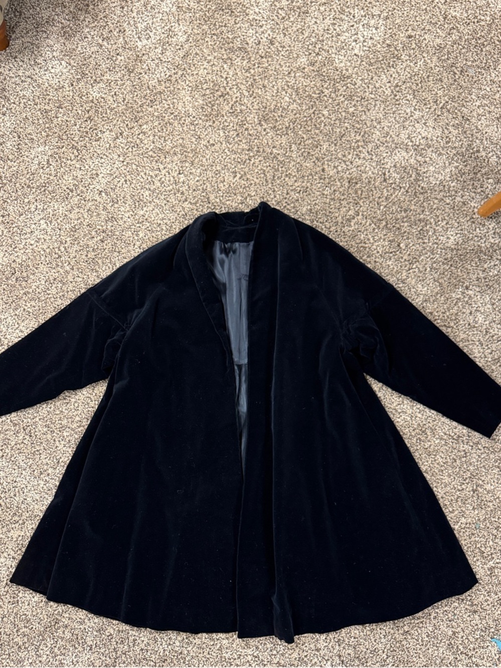 Black Velvet Open-Front Cape Coat